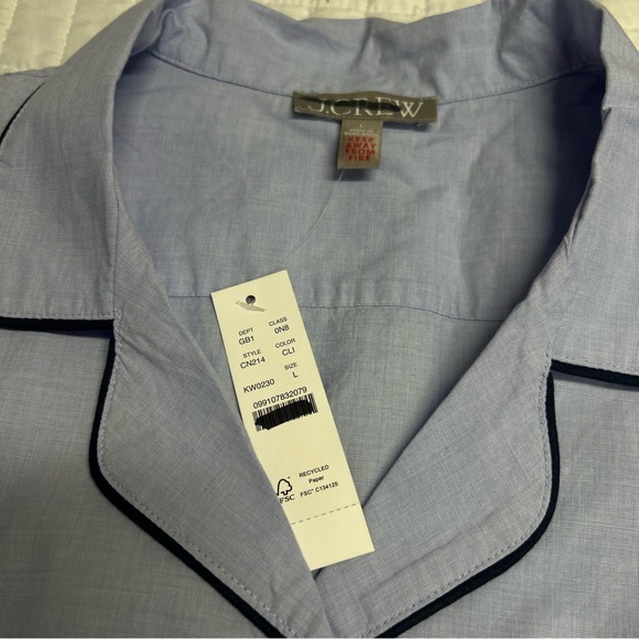 J. Crew Classic pajama pant set end-on-end cotton in Cool Lilac Blue Size Large - Picture 7 of 12